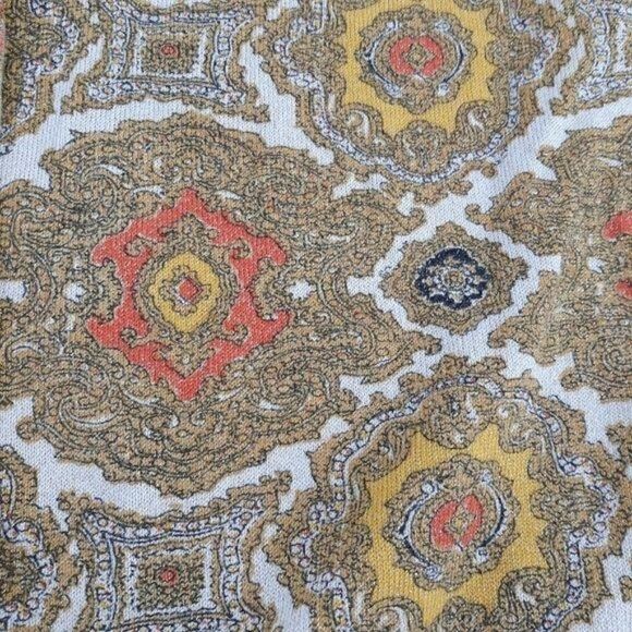 Talbots Cardigan Cotton Button Retro 70s Geek Secretary Grannycore Medallion M - Picture 2 of 11